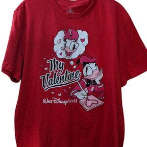 Disney Parks Daisy Donald My Valentines Day Hearts Adult Shirt MEDIUM NWOT 2025